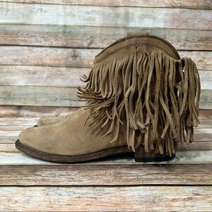 Libert Black Brown Fringe Ankle Booties